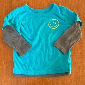 🍓3/$10 George Teal and Charcoal Smiley Long Sleeve Tee size 2T